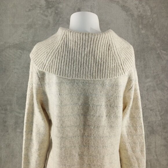 NWOT Style&Co Fall Cozy Cowl Neck Sweater MEDIUM(8-10) Ivory Metallic Stripe - Picture 10 of 13